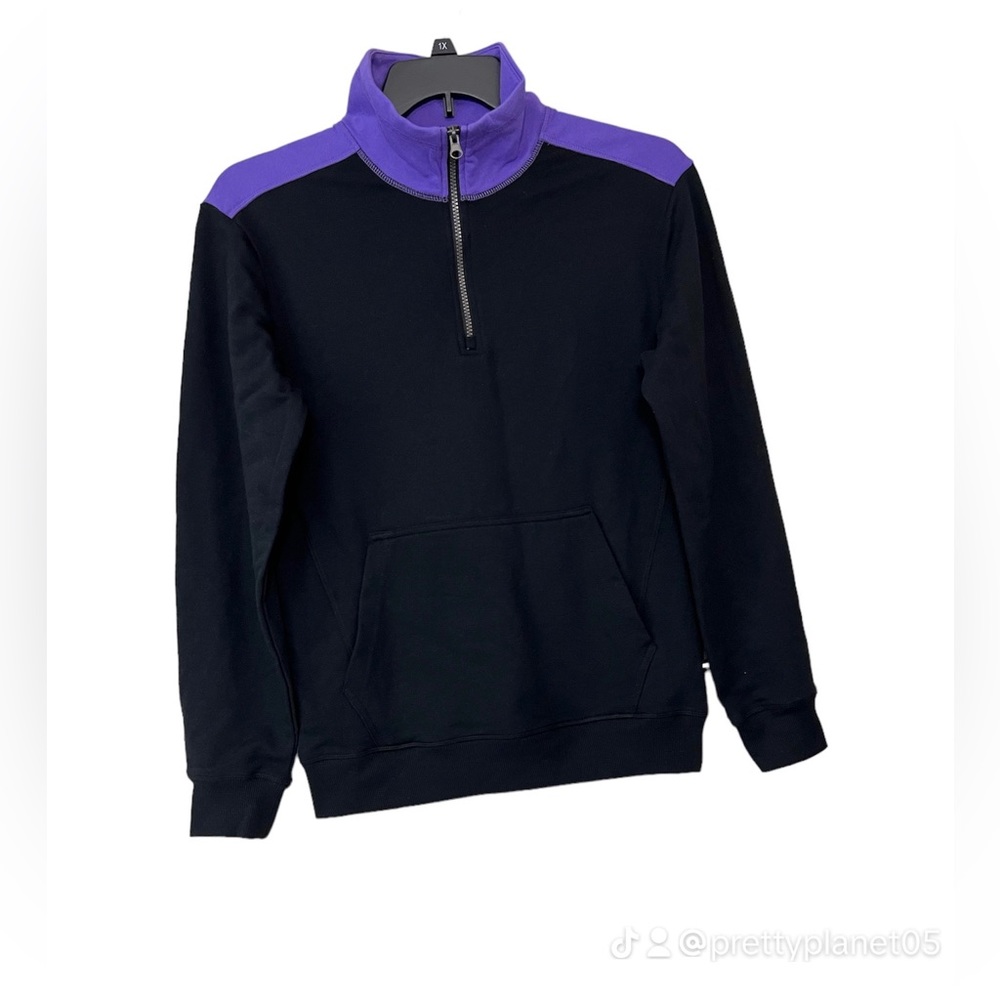 Men Edgar+Ash  Fleece Pullover Quarter Zip Mock Neck Long Sleeve Shirt Small NWT